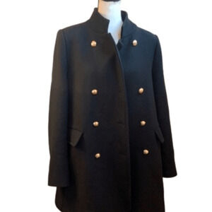 Womens Wool Military Coat Black